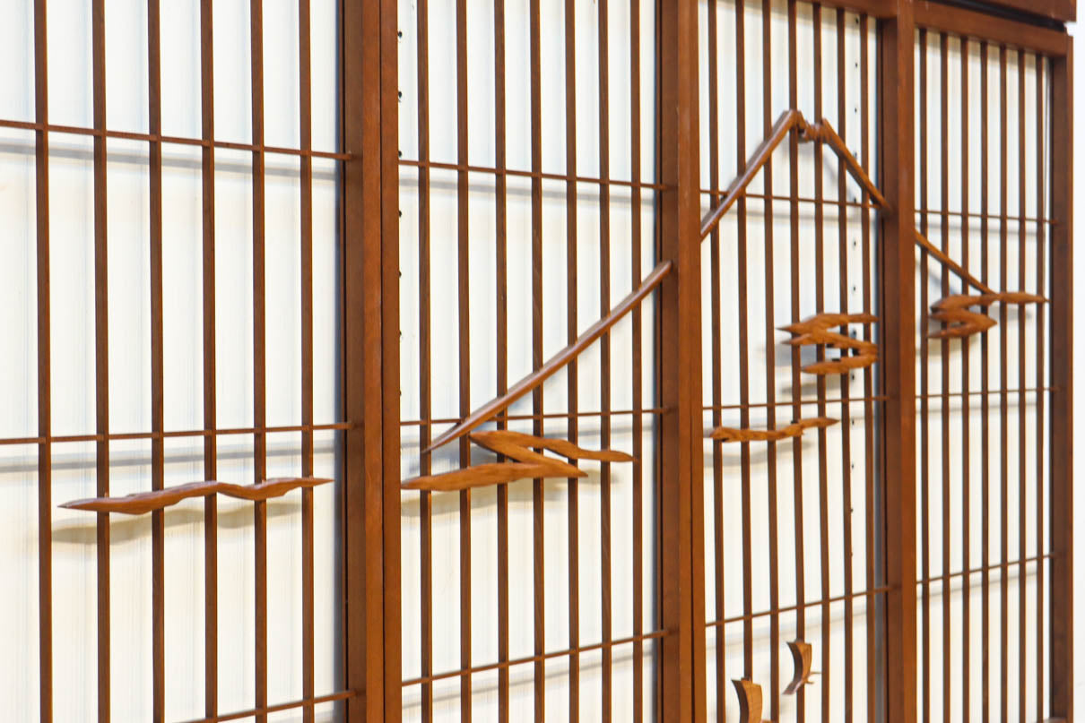 松竹梅と富士山を美しく描いた欄間・書院セット　EZ2847　在庫5枚一組