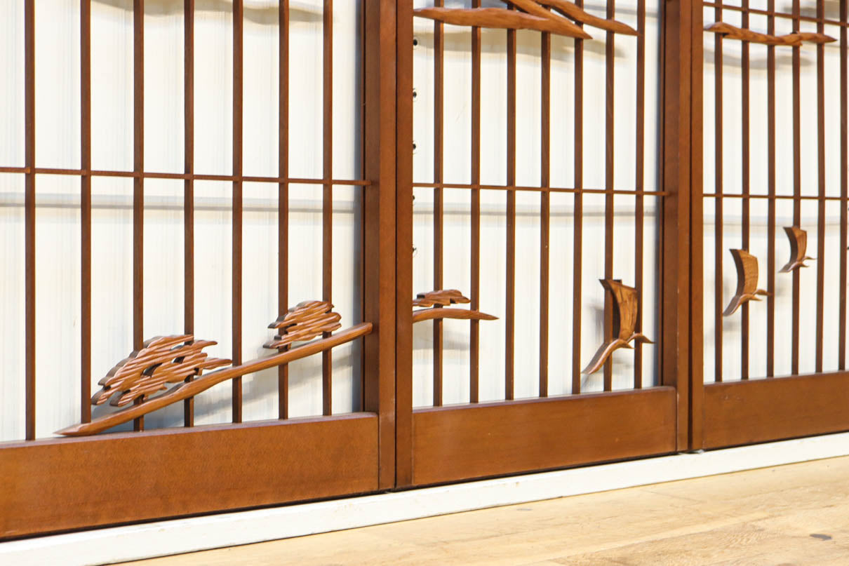 松竹梅と富士山を美しく描いた欄間・書院セット　EZ2847　在庫5枚一組