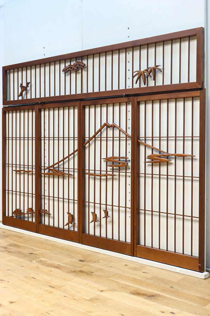 松竹梅と富士山を美しく描いた欄間・書院セット　EZ2847　在庫5枚一組