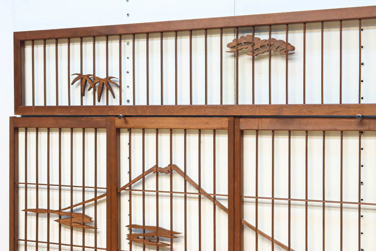 松竹梅と富士山を美しく描いた欄間・書院セット　EZ2847　在庫5枚一組