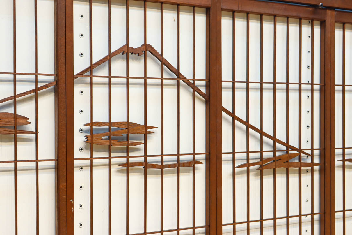 松竹梅と富士山を美しく描いた欄間・書院セット　EZ2847　在庫5枚一組