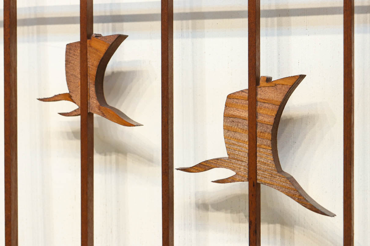 松竹梅と富士山を美しく描いた欄間・書院セット　EZ2847　在庫5枚一組