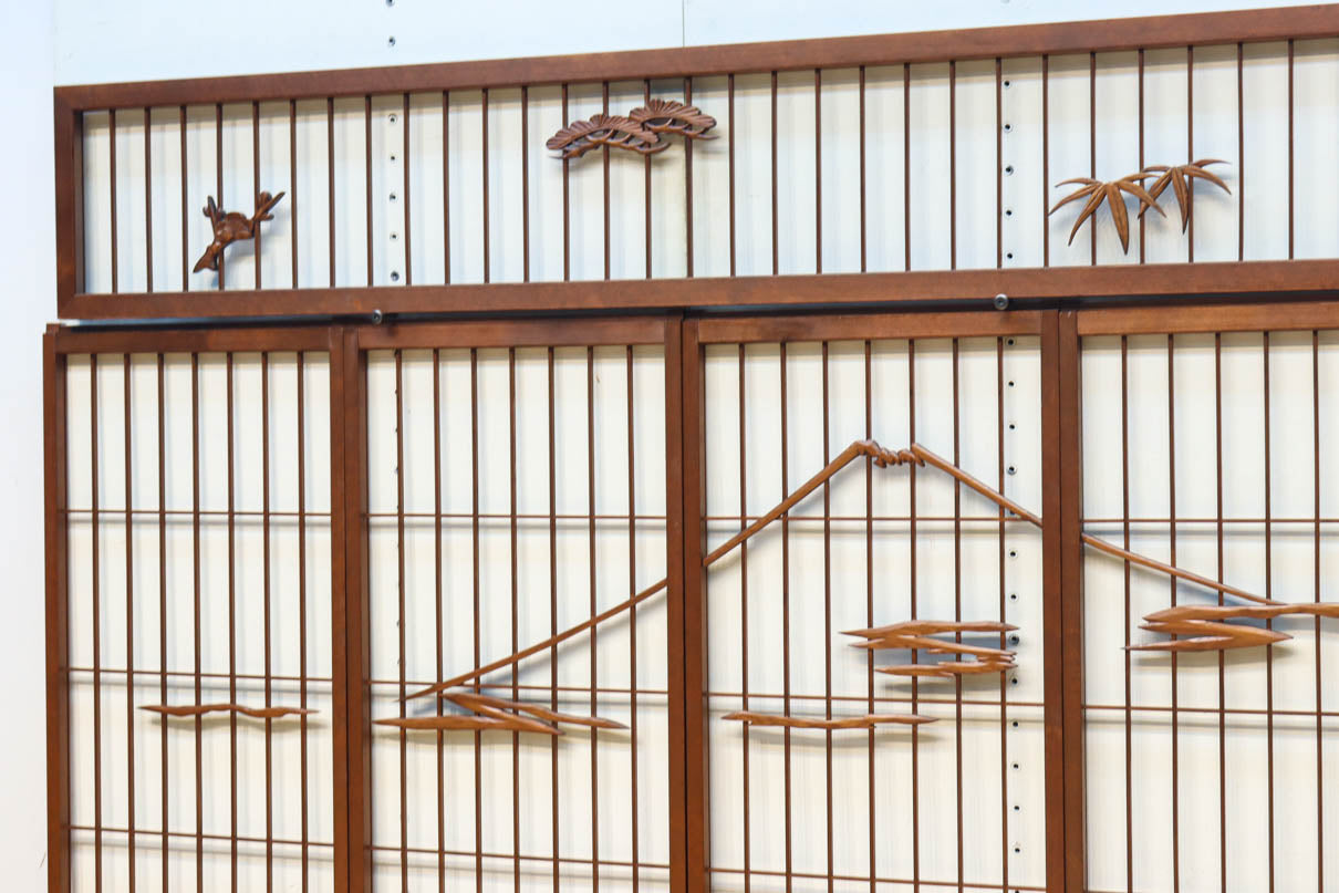 松竹梅と富士山を美しく描いた欄間・書院セット　EZ2847　在庫5枚一組