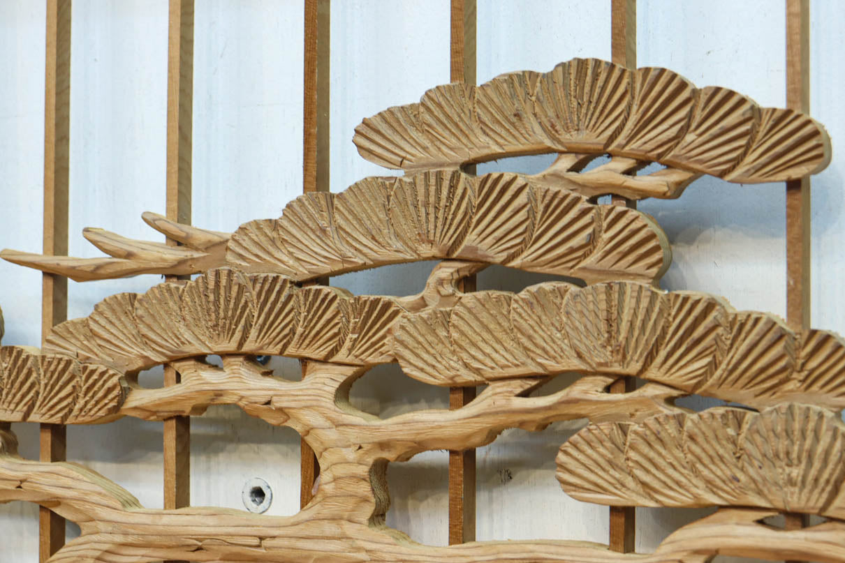 巨木の松と鶴の絵柄で風情ある欄間・書院セット　EZ2848　在庫5枚一組