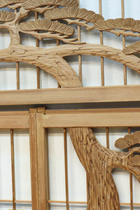 巨木の松と鶴の絵柄で風情ある欄間・書院セット　EZ2848　在庫5枚一組