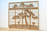 巨木の松と鶴の絵柄で風情ある欄間・書院セット　EZ2848　在庫5枚一組