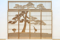 巨木の松と鶴の絵柄で風情ある欄間・書院セット　EZ2848　在庫5枚一組