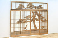 巨木の松と鶴の絵柄で風情ある欄間・書院セット　EZ2848　在庫5枚一組