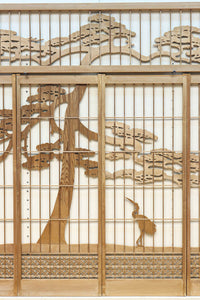 巨木の松と鶴の絵柄で風情ある欄間・書院セット　EZ2848　在庫5枚一組