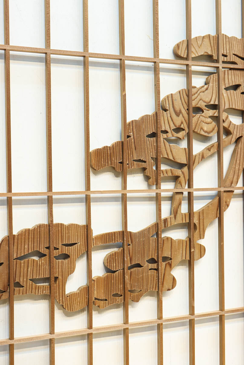 巨木の松と鶴の絵柄で風情ある欄間・書院セット　EZ2848　在庫5枚一組