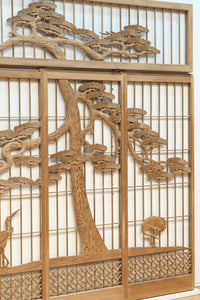 巨木の松と鶴の絵柄で風情ある欄間・書院セット　EZ2848　在庫5枚一組