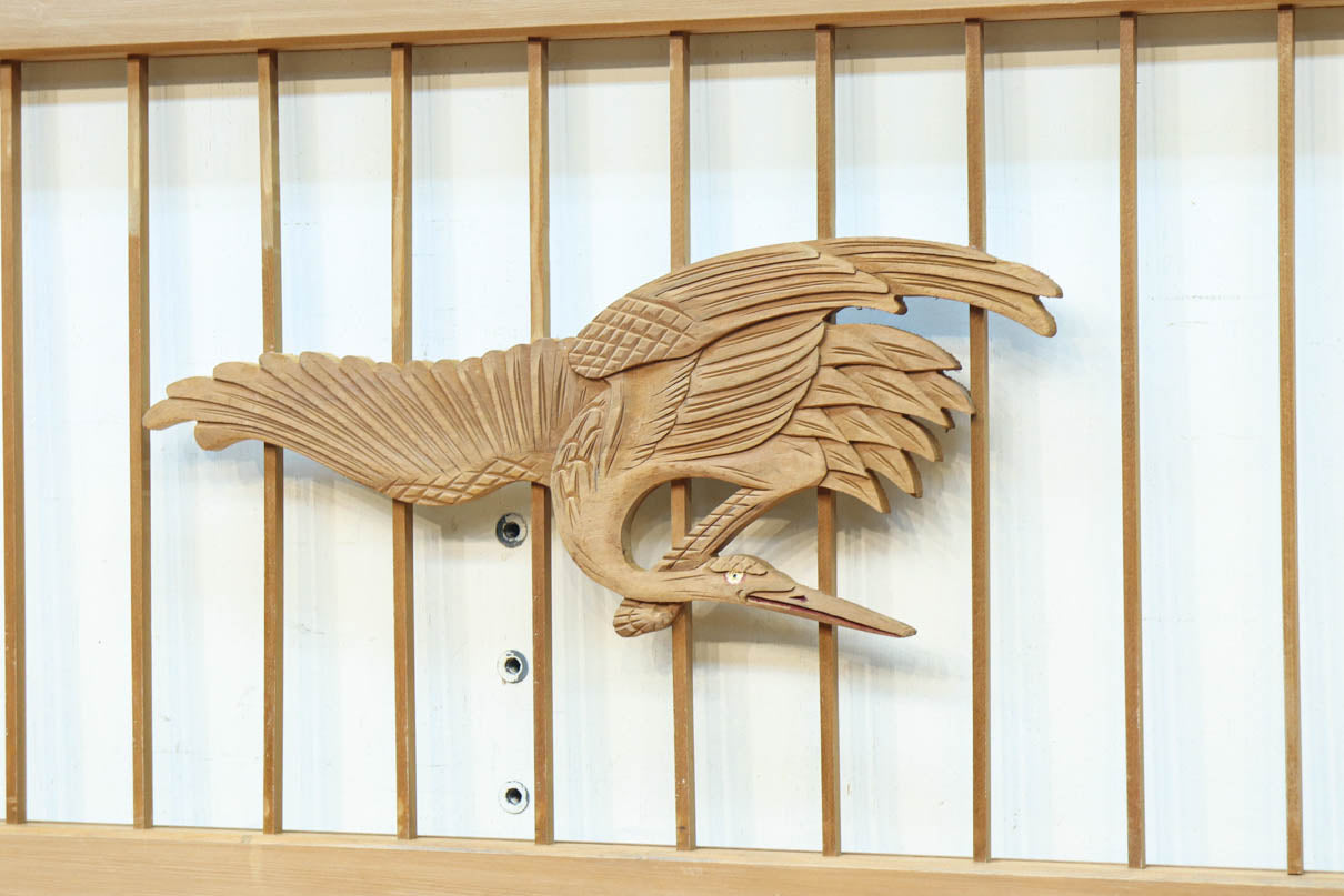 富士山を遠景に鶴松の風景を描く欄間・書院セット　EZ2849　在庫5枚1組