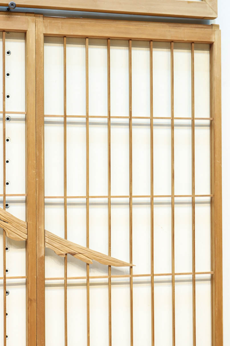 富士山を遠景に鶴松の風景を描く欄間・書院セット　EZ2849　在庫5枚1組