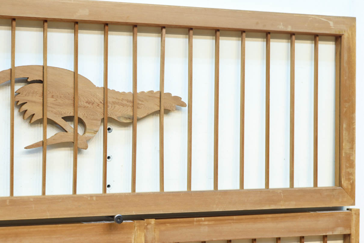 富士山を遠景に鶴松の風景を描く欄間・書院セット　EZ2849　在庫5枚1組