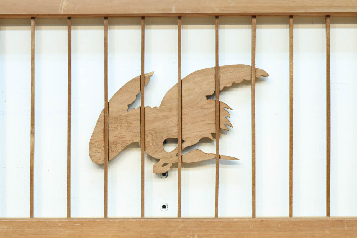 富士山を遠景に鶴松の風景を描く欄間・書院セット　EZ2849　在庫5枚1組