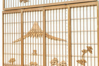 富士山を遠景に鶴松の風景を描く欄間・書院セット　EZ2849　在庫5枚1組