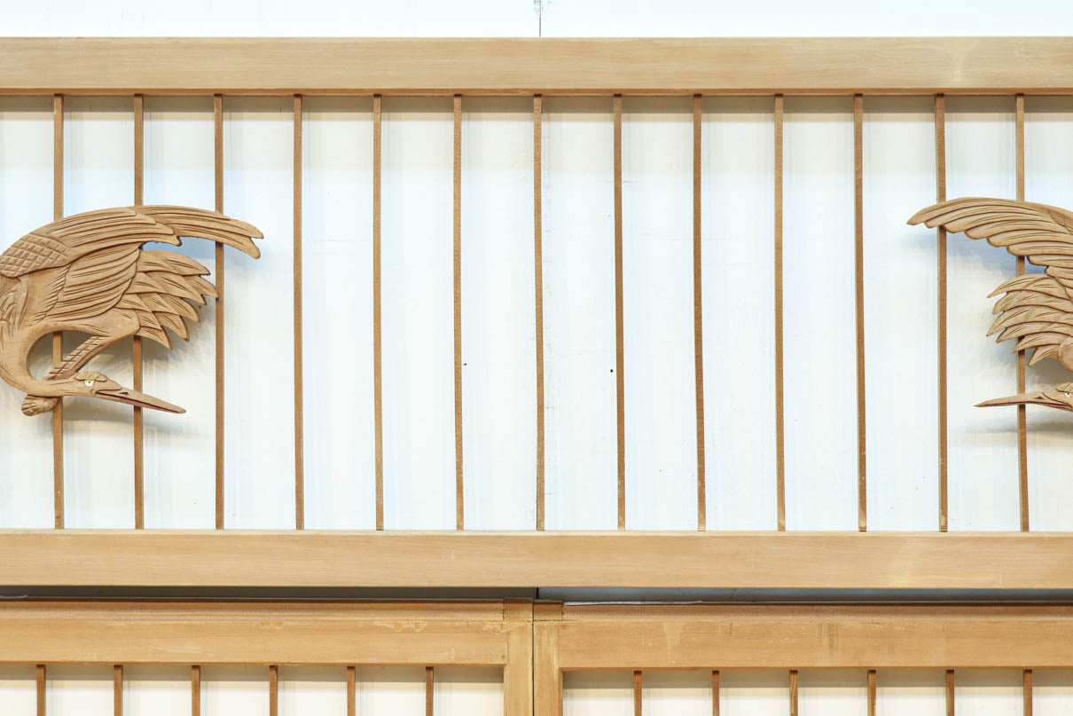 富士山を遠景に鶴松の風景を描く欄間・書院セット　EZ2849　在庫5枚1組