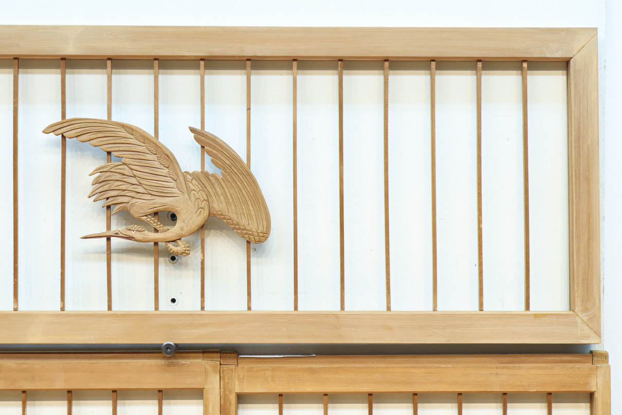 富士山を遠景に鶴松の風景を描く欄間・書院セット　EZ2849　在庫5枚1組