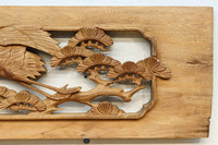 優雅な鶴の姿を松の木に添えた深彫り彫刻中型欄間　EZ2858abcd　在庫(a:1 b:1 c:1 d:1)枚