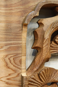 優雅な鶴の姿を松の木に添えた深彫り彫刻中型欄間　EZ2858abcd　在庫(a:1 b:1 c:1 d:1)枚