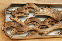 優雅な鶴の姿を松の木に添えた深彫り彫刻中型欄間　EZ2858abcd　在庫(a:1 b:1 c:1 d:1)枚