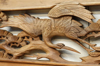 優雅な鶴の姿を松の木に添えた深彫り彫刻中型欄間　EZ2858abcd　在庫(a:1 b:1 c:1 d:1)枚