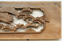 優雅な鶴の姿を松の木に添えた深彫り彫刻中型欄間　EZ2858abcd　在庫(a:1 b:1 c:1 d:1)枚