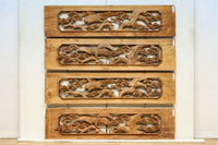 優雅な鶴の姿を松の木に添えた深彫り彫刻中型欄間　EZ2858abcd　在庫(a:1 b:1 c:1 d:1)枚