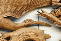 優雅な鶴の姿を松の木に添えた深彫り彫刻中型欄間　EZ2858abcd　在庫(a:1 b:1 c:1 d:1)枚