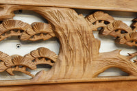 優雅な鶴の姿を松の木に添えた深彫り彫刻中型欄間　EZ2858abcd　在庫(a:1 b:1 c:1 d:1)枚