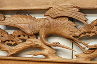 優雅な鶴の姿を松の木に添えた深彫り彫刻中型欄間　EZ2858abcd　在庫(a:1 b:1 c:1 d:1)枚