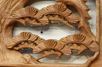 優雅な鶴の姿を松の木に添えた深彫り彫刻中型欄間　EZ2858abcd　在庫(a:1 b:1 c:1 d:1)枚