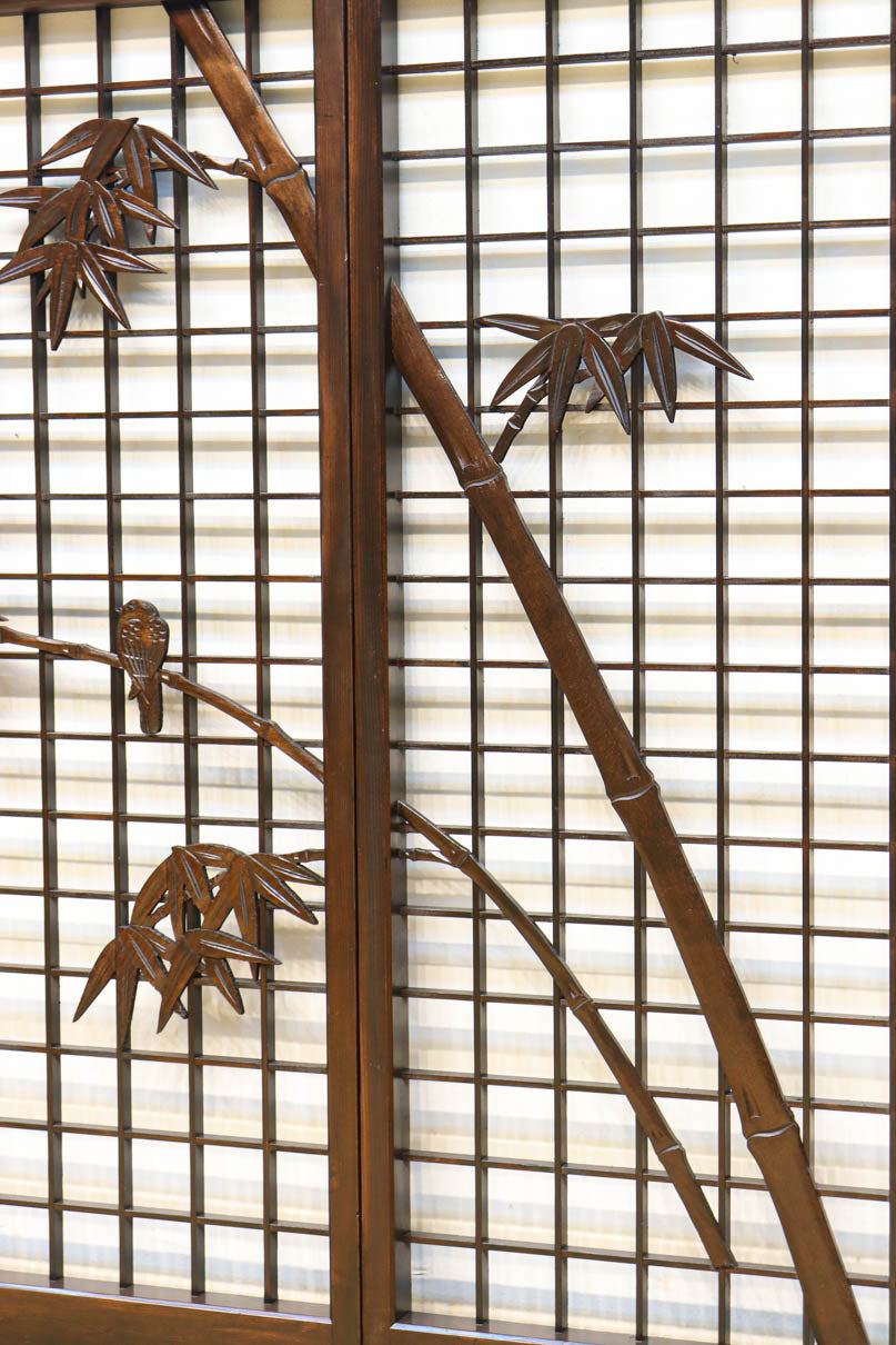 竹雀装飾を施した落ち着いた眺めの書院セット　EZ2865　在庫4枚一組