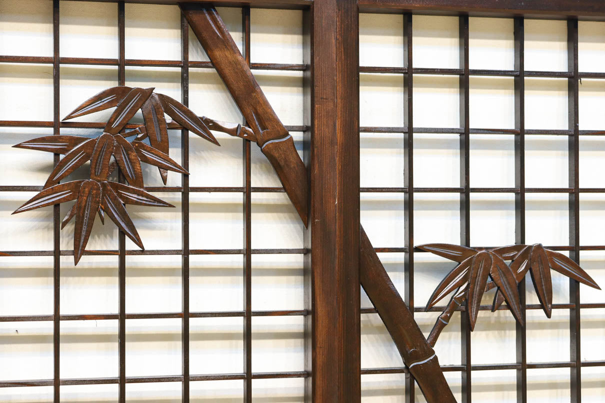 竹雀装飾を施した落ち着いた眺めの書院セット　EZ2865　在庫4枚一組