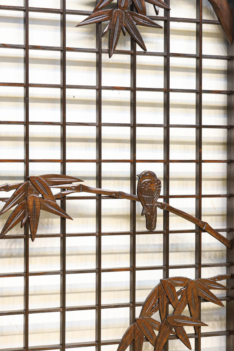 竹雀装飾を施した落ち着いた眺めの書院セット　EZ2865　在庫4枚一組