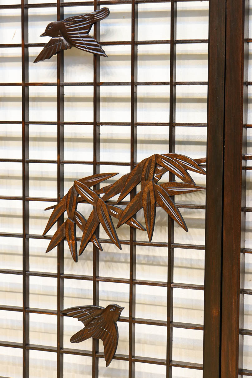 竹雀装飾を施した落ち着いた眺めの書院セット　EZ2865　在庫4枚一組