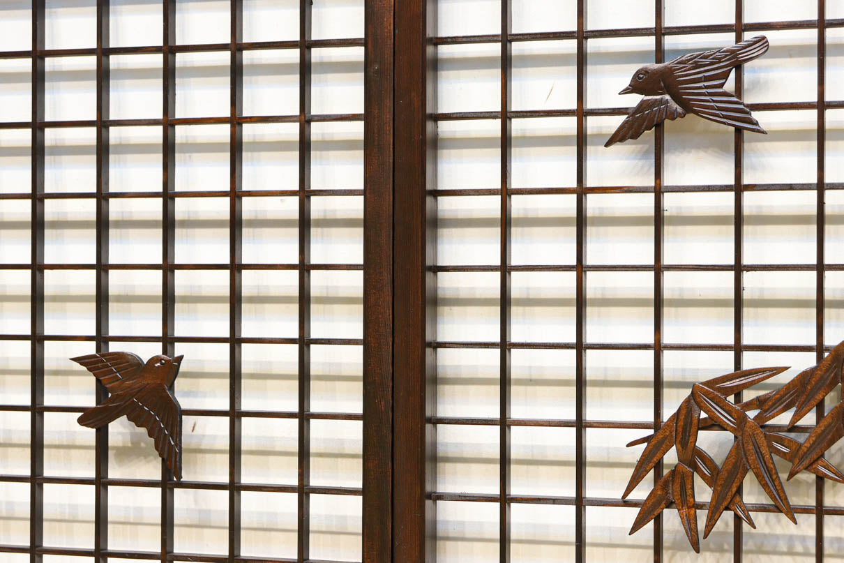 竹雀装飾を施した落ち着いた眺めの書院セット　EZ2865　在庫4枚一組