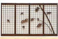 竹雀装飾を施した落ち着いた眺めの書院セット　EZ2865　在庫4枚一組