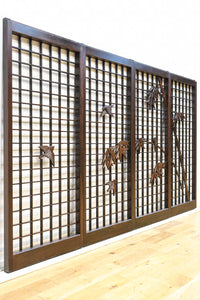 竹雀装飾を施した落ち着いた眺めの書院セット　EZ2865　在庫4枚一組