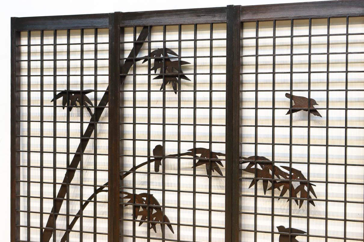 竹雀装飾を施した落ち着いた眺めの書院セット　EZ2865　在庫4枚一組