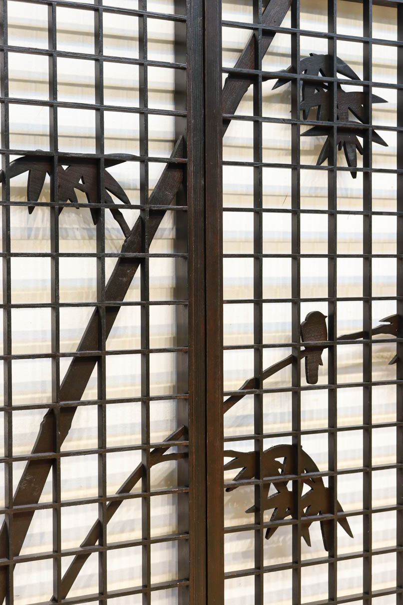 竹雀装飾を施した落ち着いた眺めの書院セット　EZ2865　在庫4枚一組