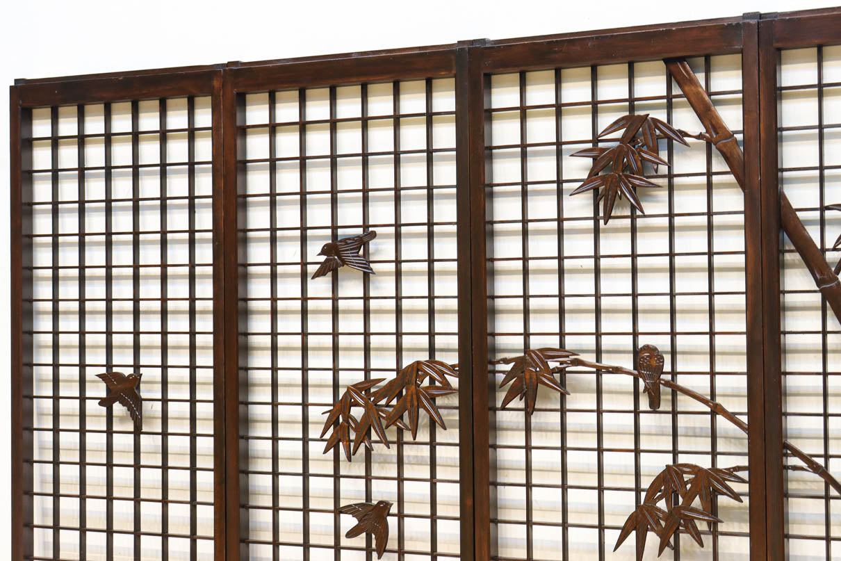 竹雀装飾を施した落ち着いた眺めの書院セット　EZ2865　在庫4枚一組