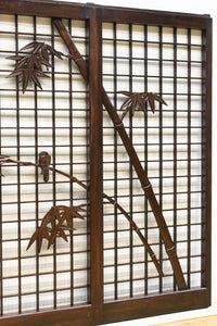 竹雀装飾を施した落ち着いた眺めの書院セット　EZ2865　在庫4枚一組