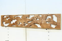 雄々しい鷹が松の木に身を隠す彫刻欄間素材　EZ2871ab　在庫(a:1 b:1)枚