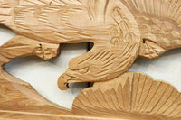 雄々しい鷹が松の木に身を隠す彫刻欄間素材　EZ2871ab　在庫(a:1 b:1)枚