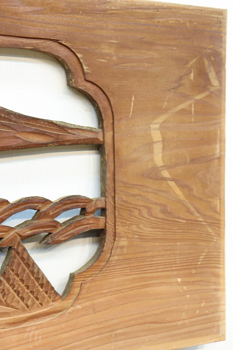 穏やかな風景が広がる彫刻欄間素材　EZ2877　在庫1枚