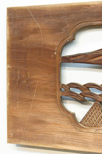 穏やかな風景が広がる彫刻欄間素材　EZ2877　在庫1枚