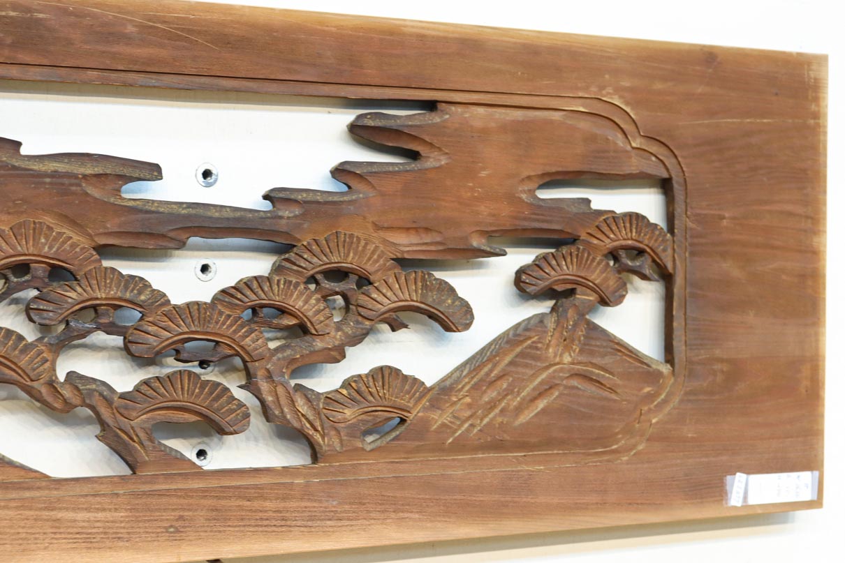 穏やかな風景が広がる彫刻欄間素材　EZ2877　在庫1枚