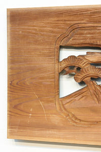 穏やかな風景が広がる彫刻欄間素材　EZ2877　在庫1枚