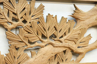 勇ましい鷹と松の縁起の良い絵柄が風格を感じさせる彫刻欄間素材　EZ2883　在庫1枚